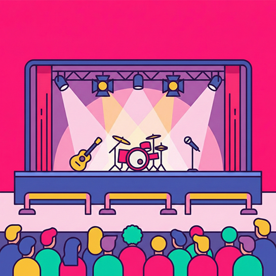 Palco con luci e strumenti