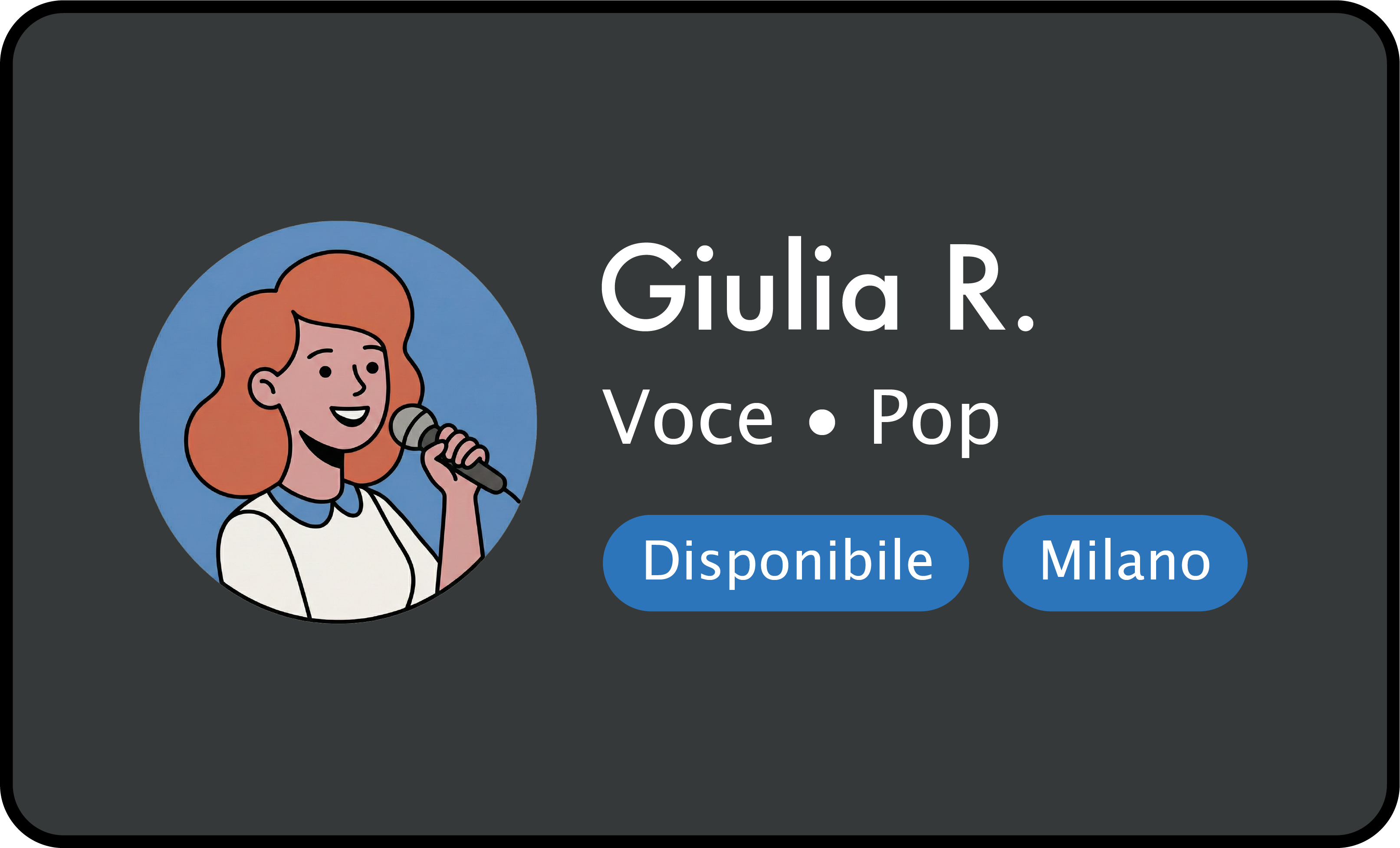Anteprima di un profilo con nome e badge