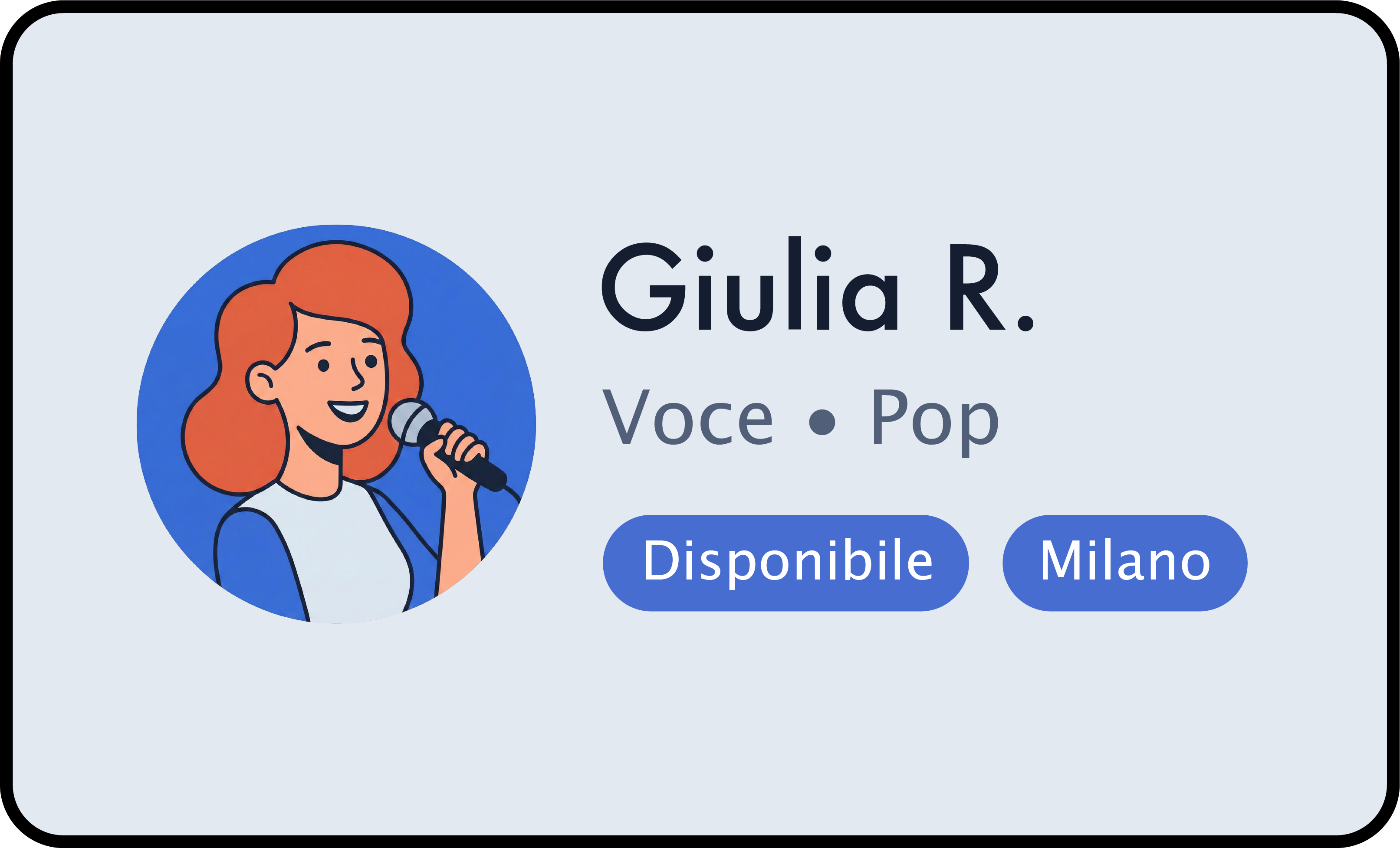 Anteprima di un profilo con nome e badge